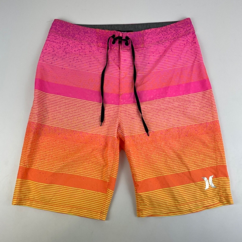 Hurley Pink Orange Yellow Gradient Men’s Swim Board Shorts